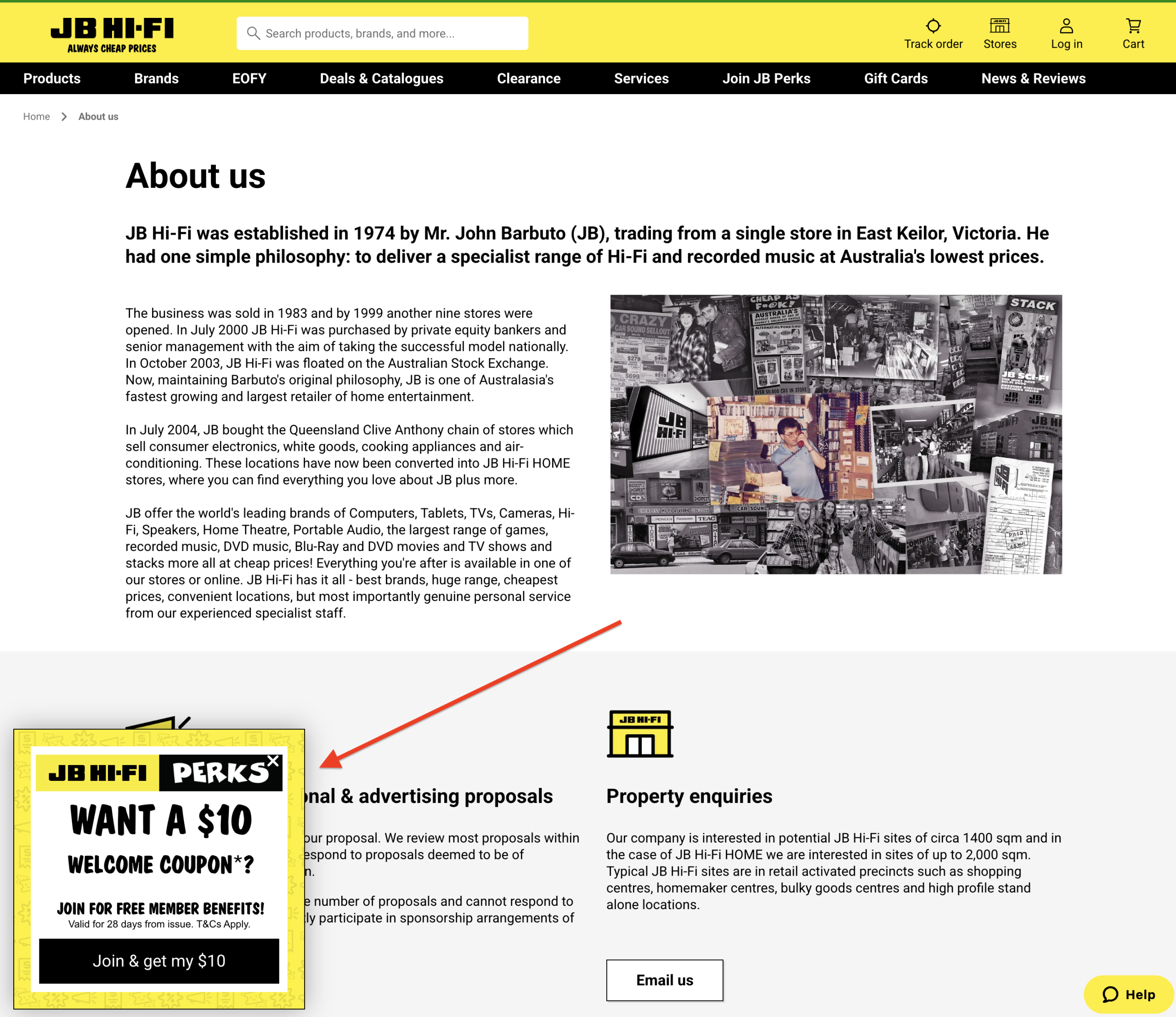 pop up example